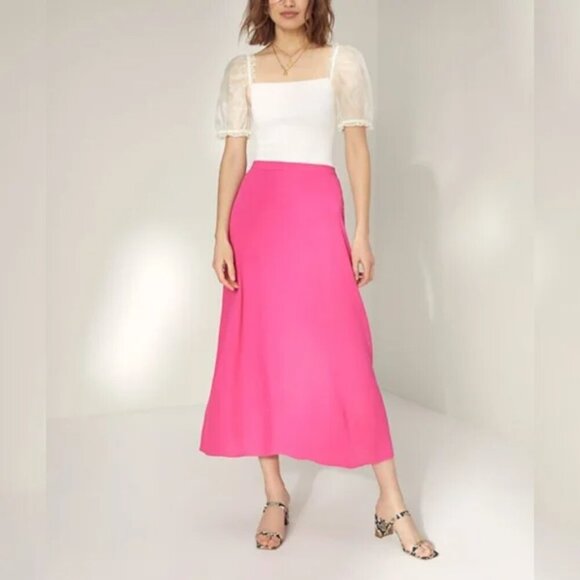 Aritzia Wilfred Midi Skirt Electron Fuschia Pink Size 2 - Picture 8 of 8